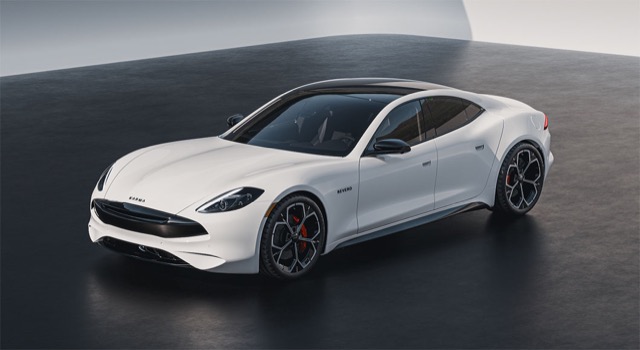 The Karma Revero GT extended-range sedan in a studio setting